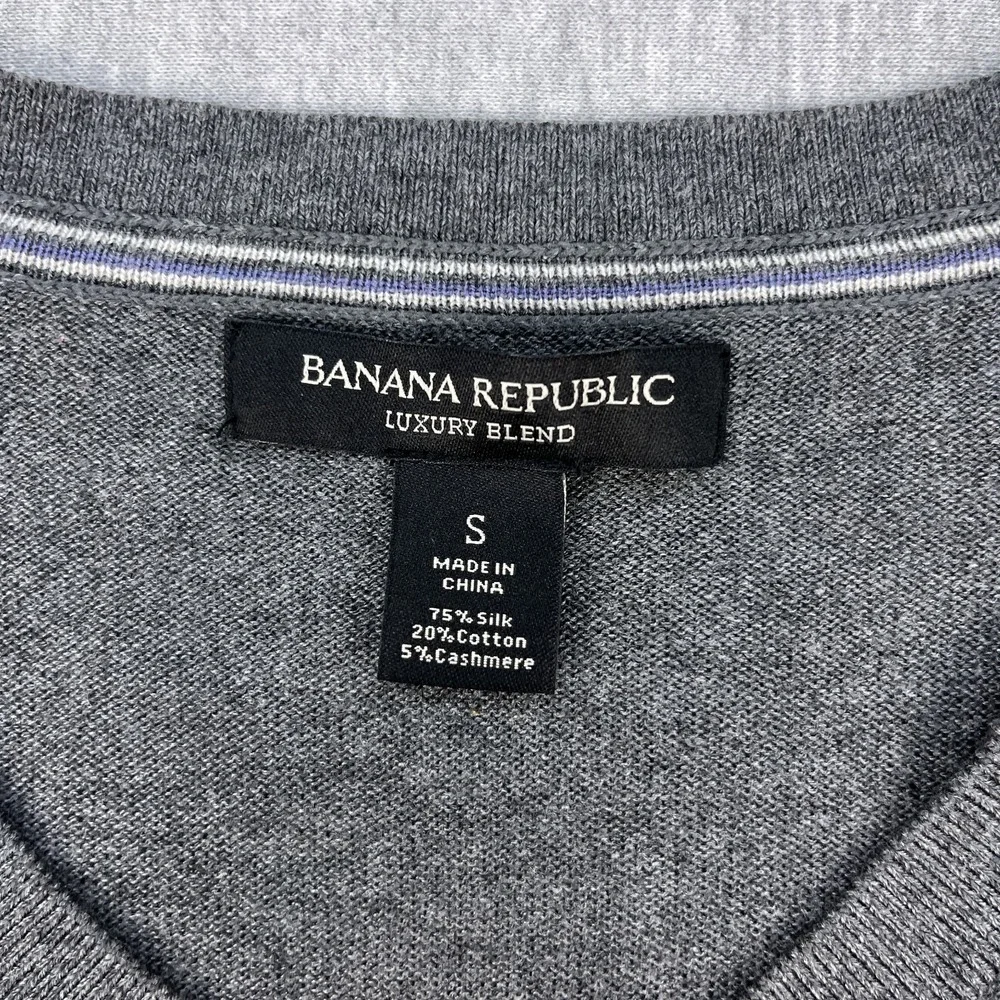Banana Republic Luxury V-Neck Sweater Men S Heather Gray Silk Cashmere Blend